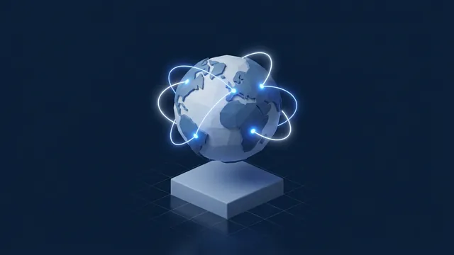 A globe with six glowing points connected by arcs