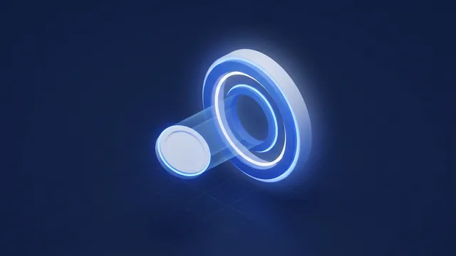 A coin passing through a tunnel of light