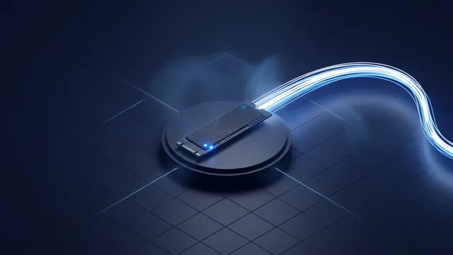 An NVMe drive with a speed streak of light