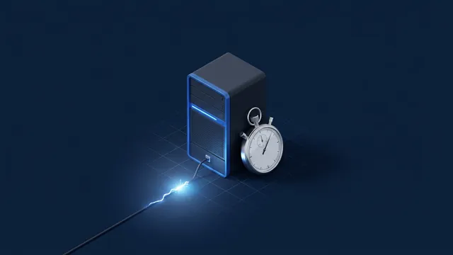 A rack server with a stopwatch beside it