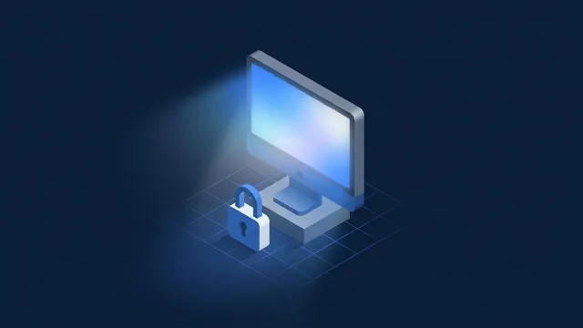 A monitor with a padlock on a pedestal